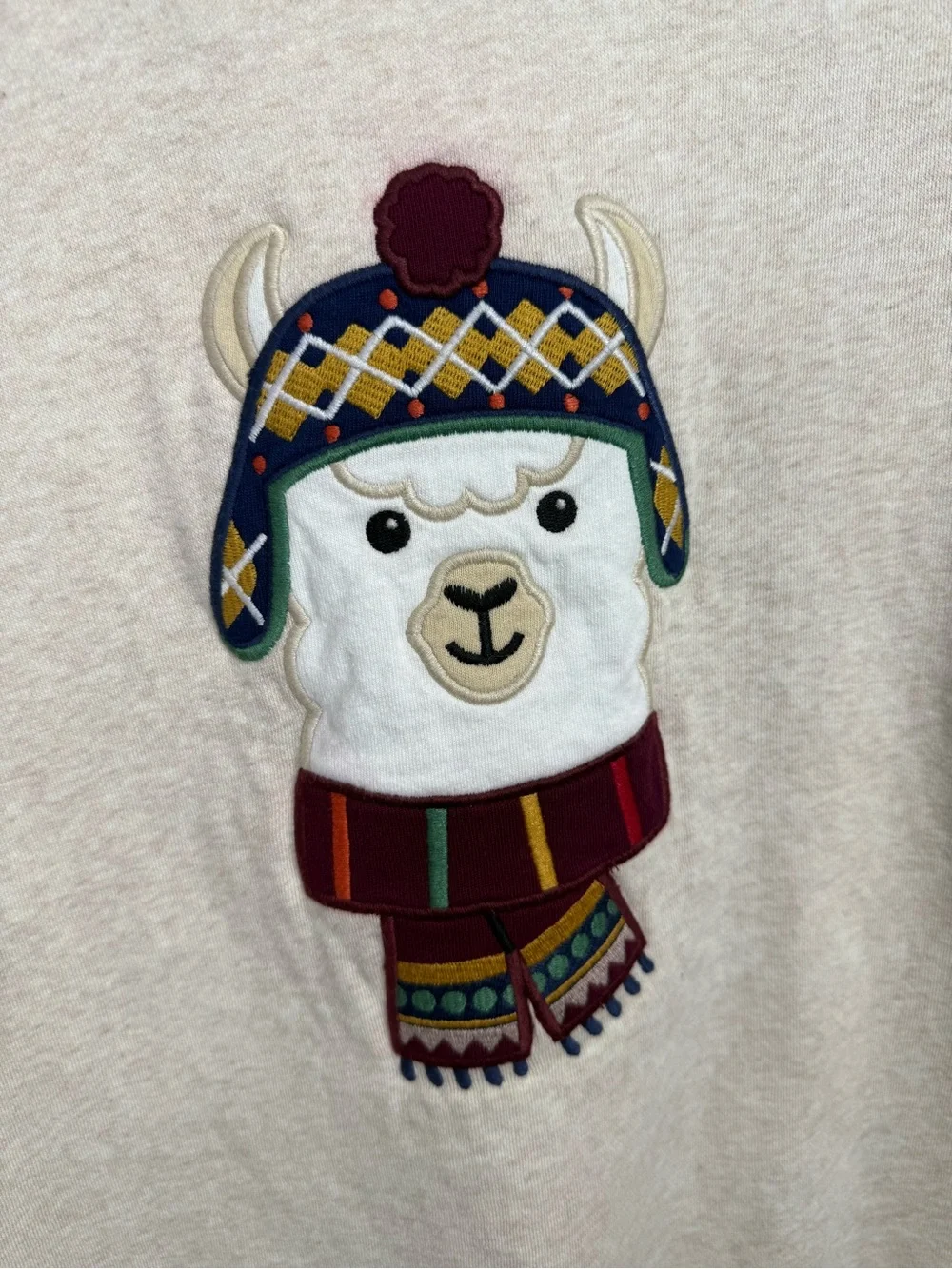 Gymboree Llama Sweatshirt Boys Size 12 Cream Navy Raglan Winter Holiday